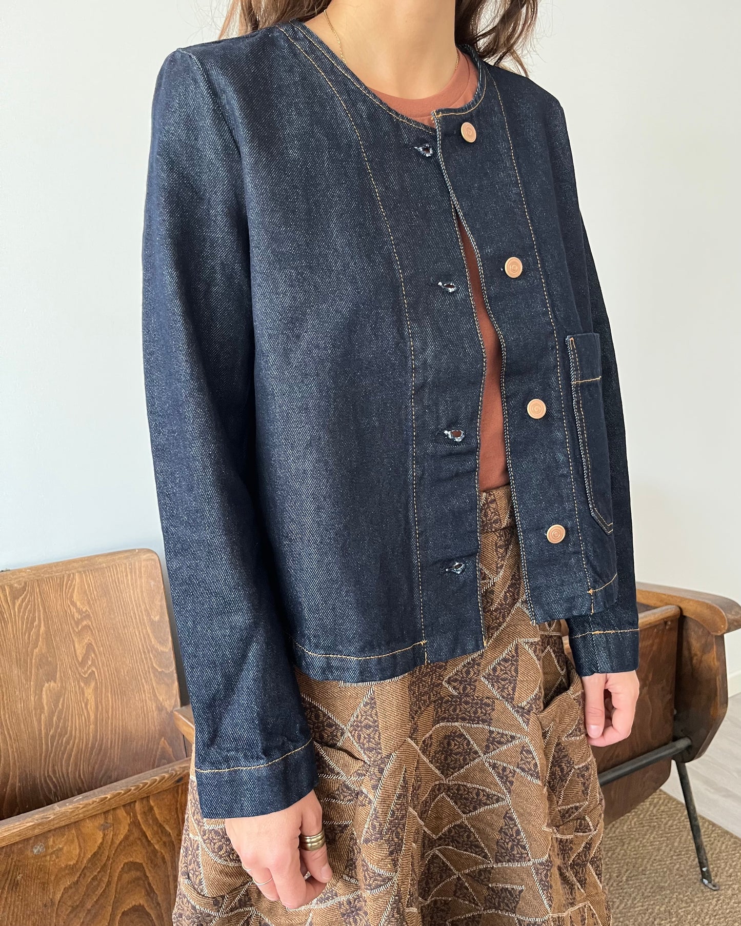 Giubbino in denim raw blue