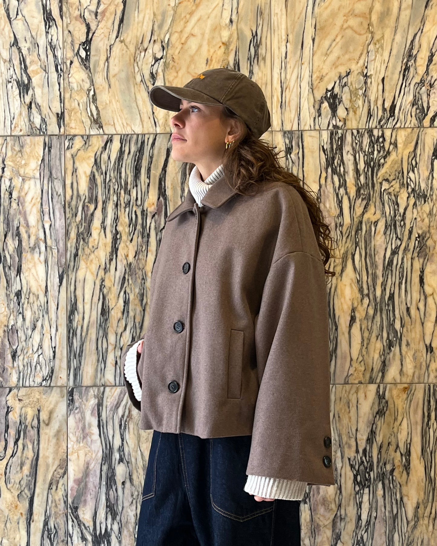 Cappotto corto tortora