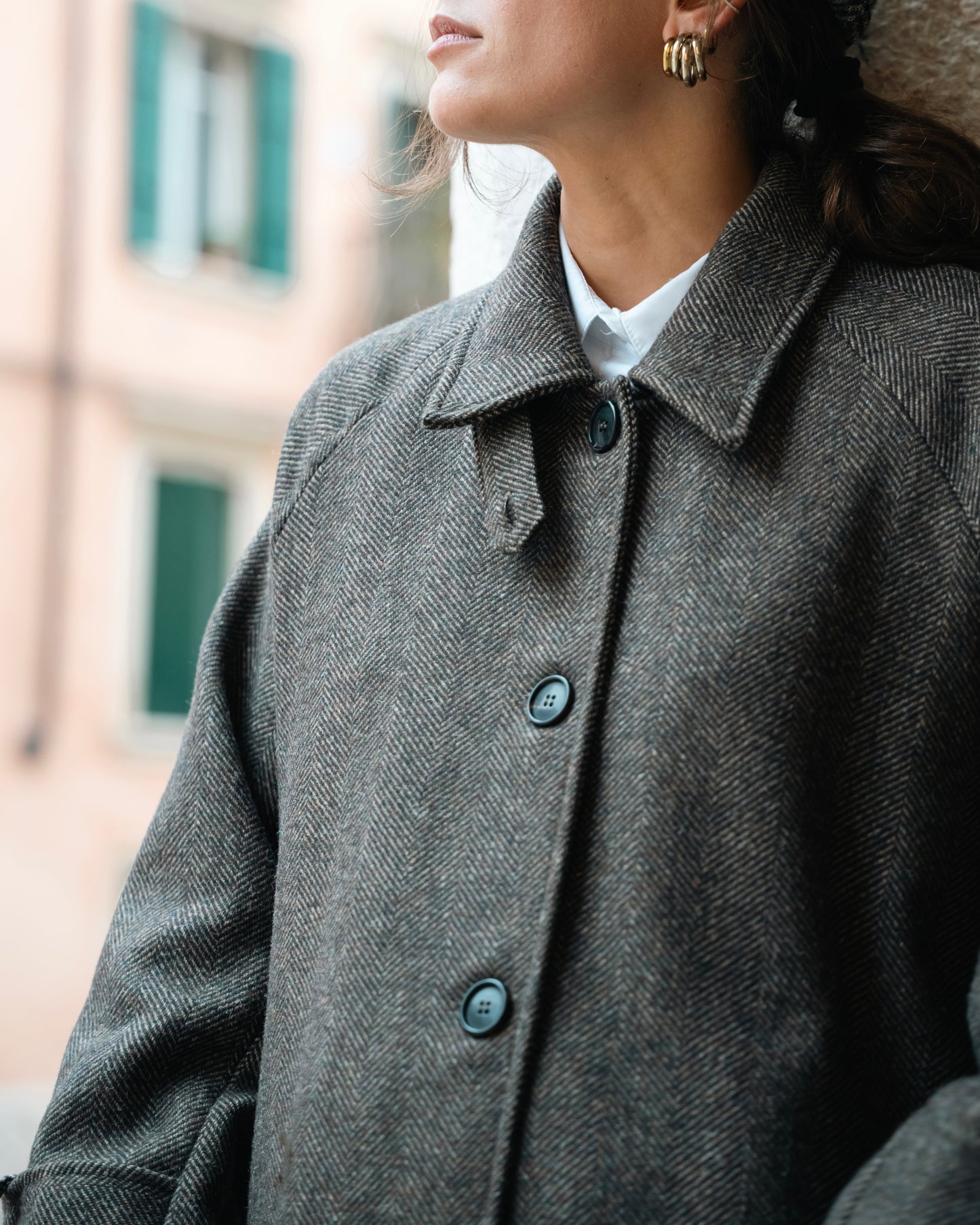 Cappotto lungo oversize spigato