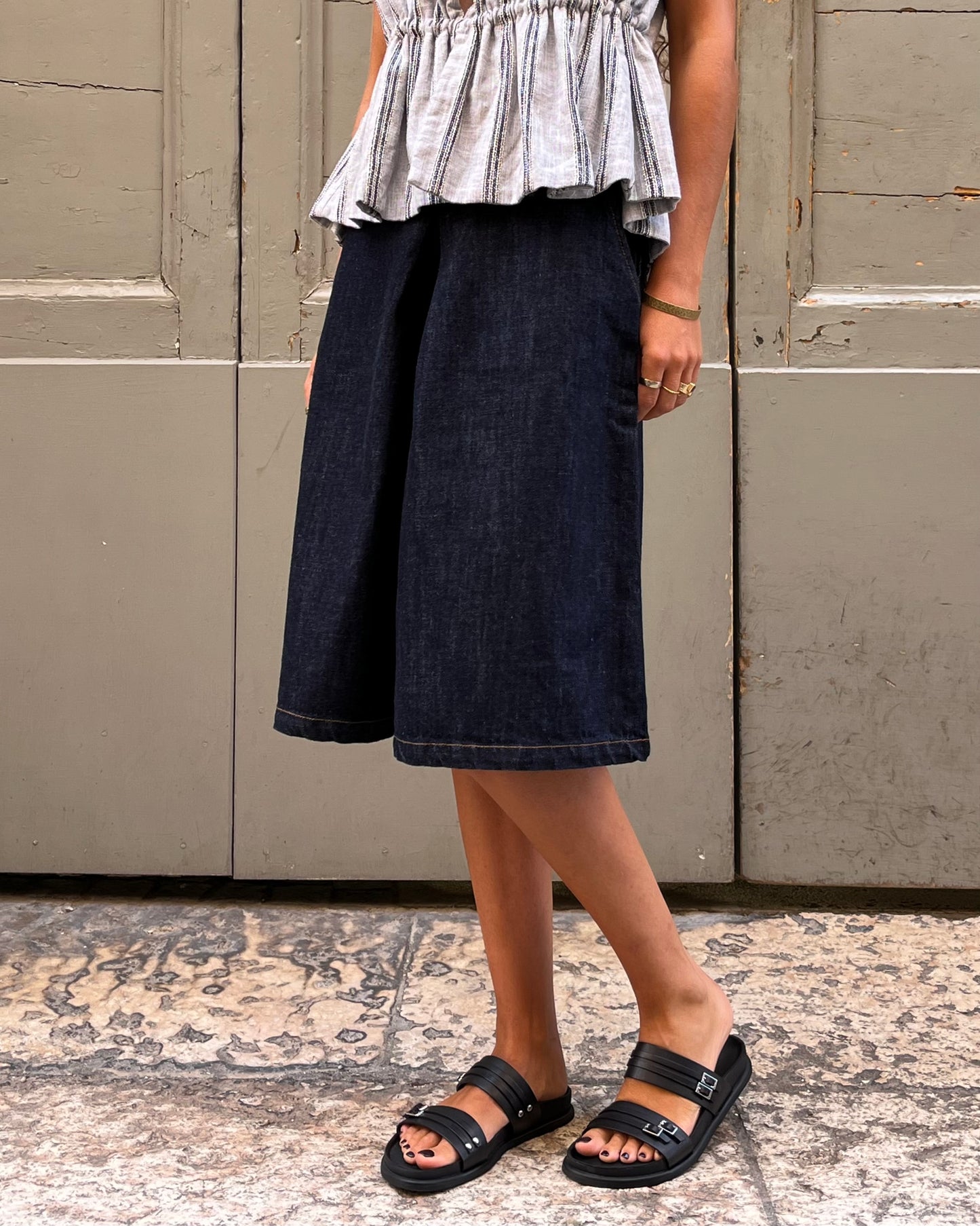 Gonna pantalone denim raw blue