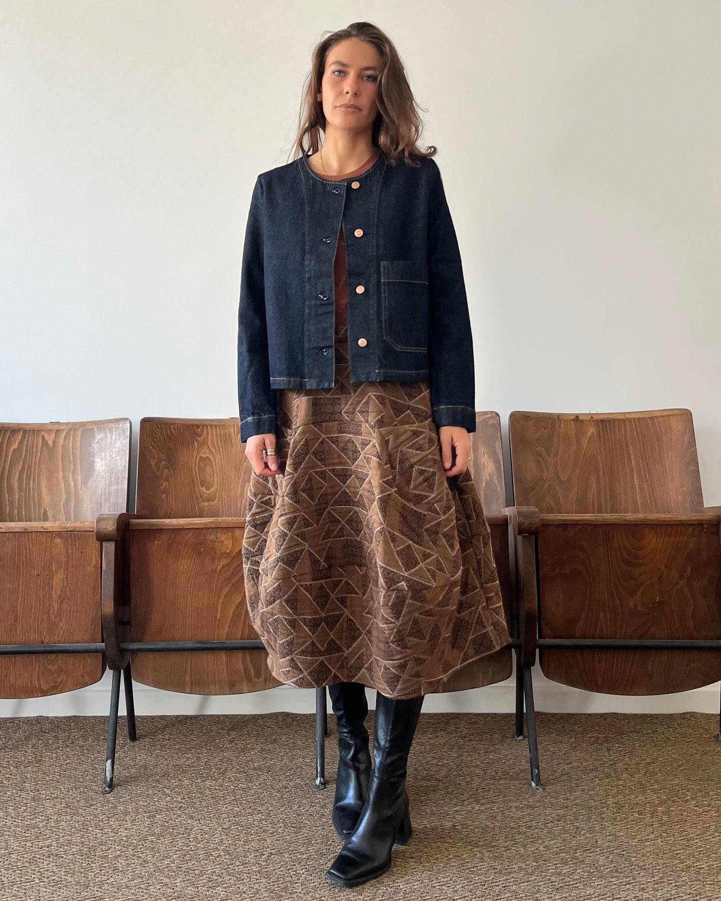 Giubbino in denim raw blue