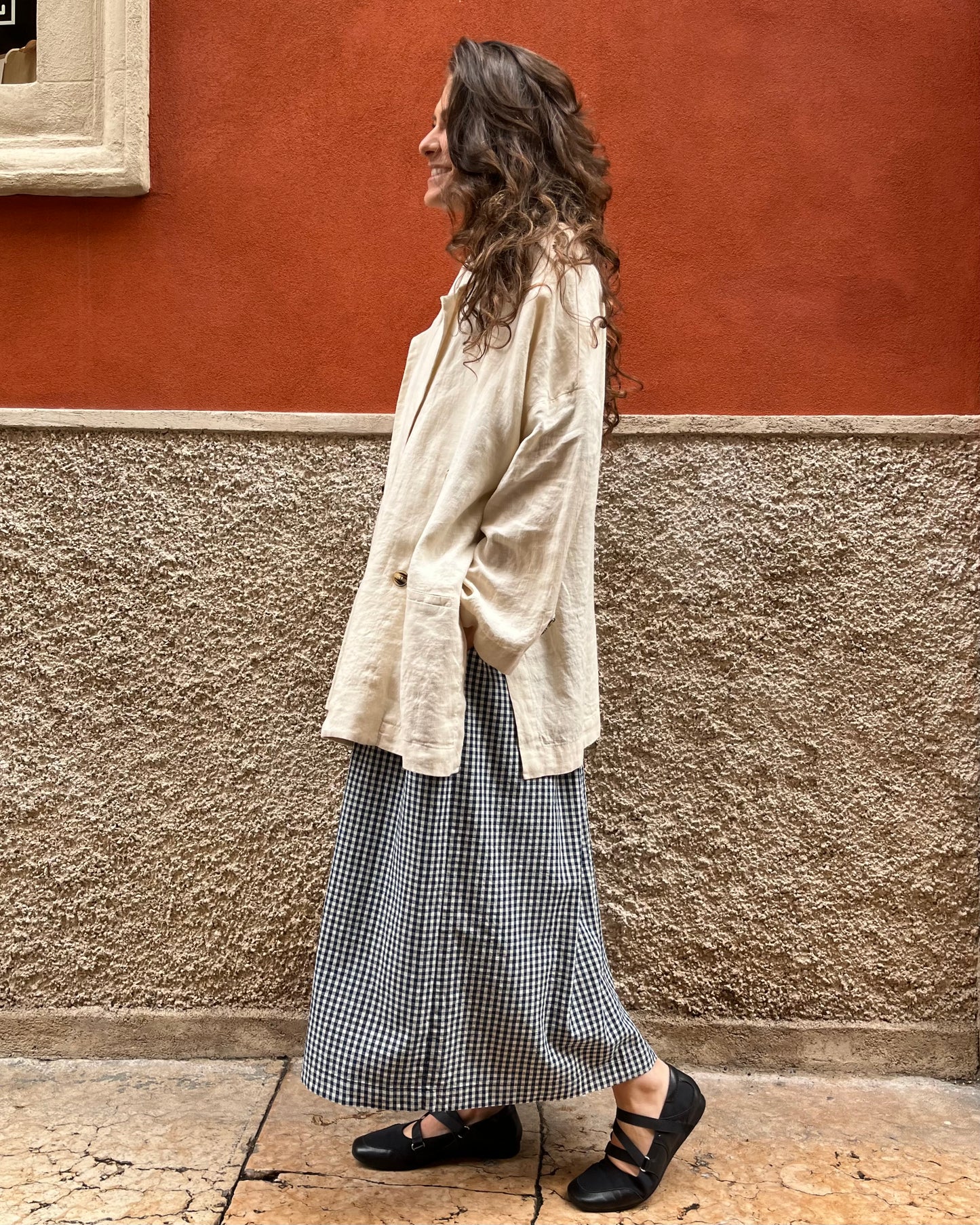 Blazer con spacchi lino naturale