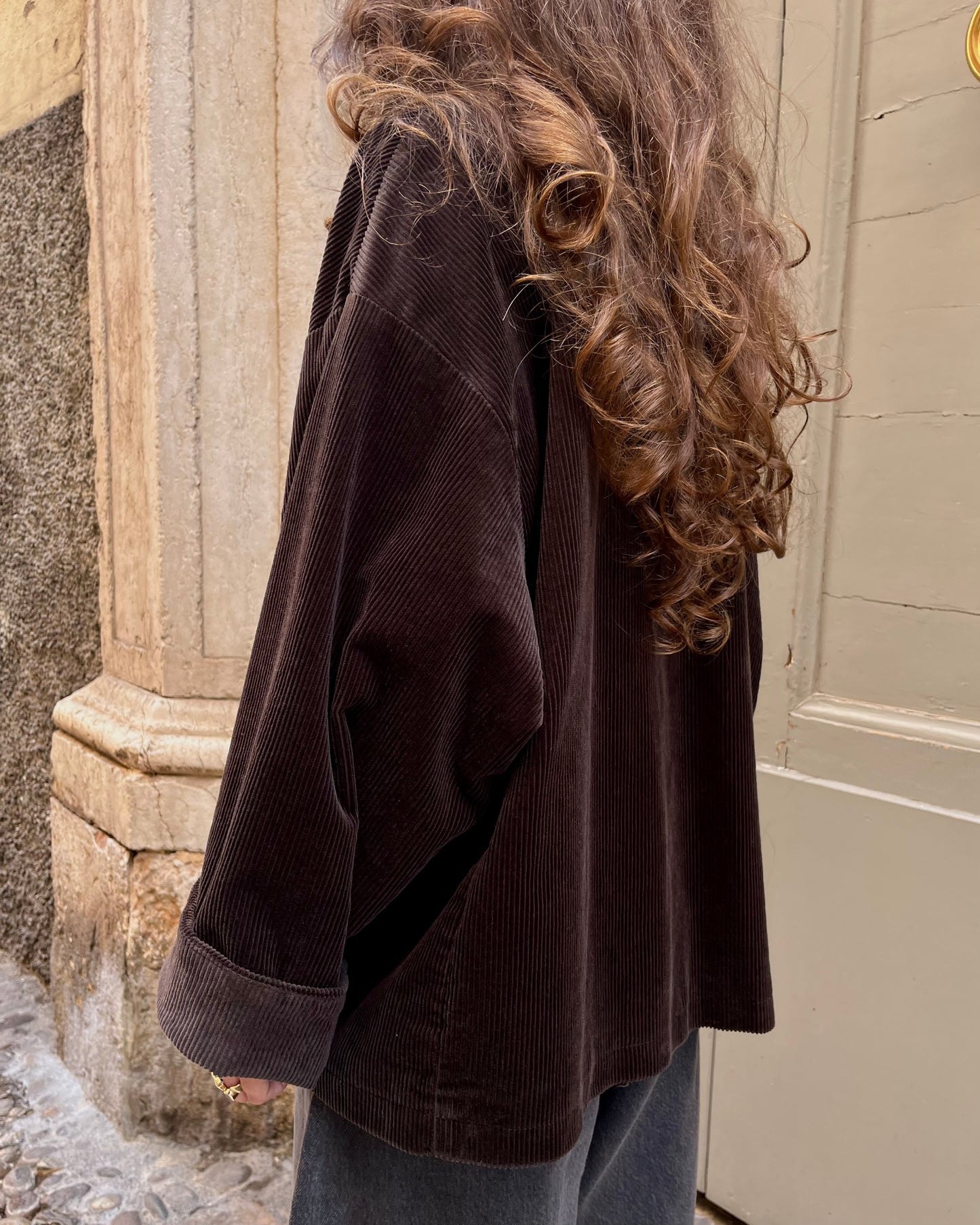 Kimono velluto marrone