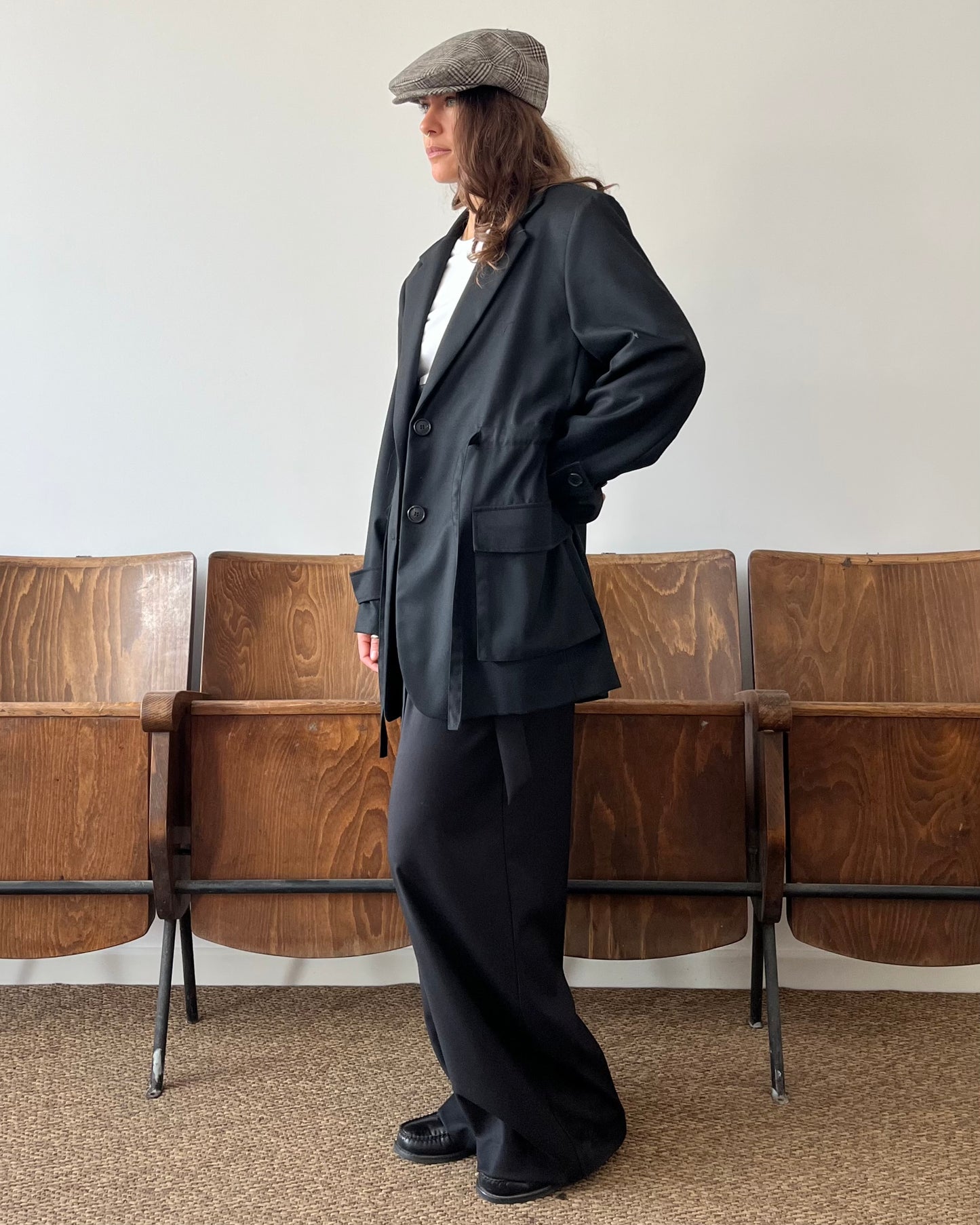 Blazer con coulisse nero