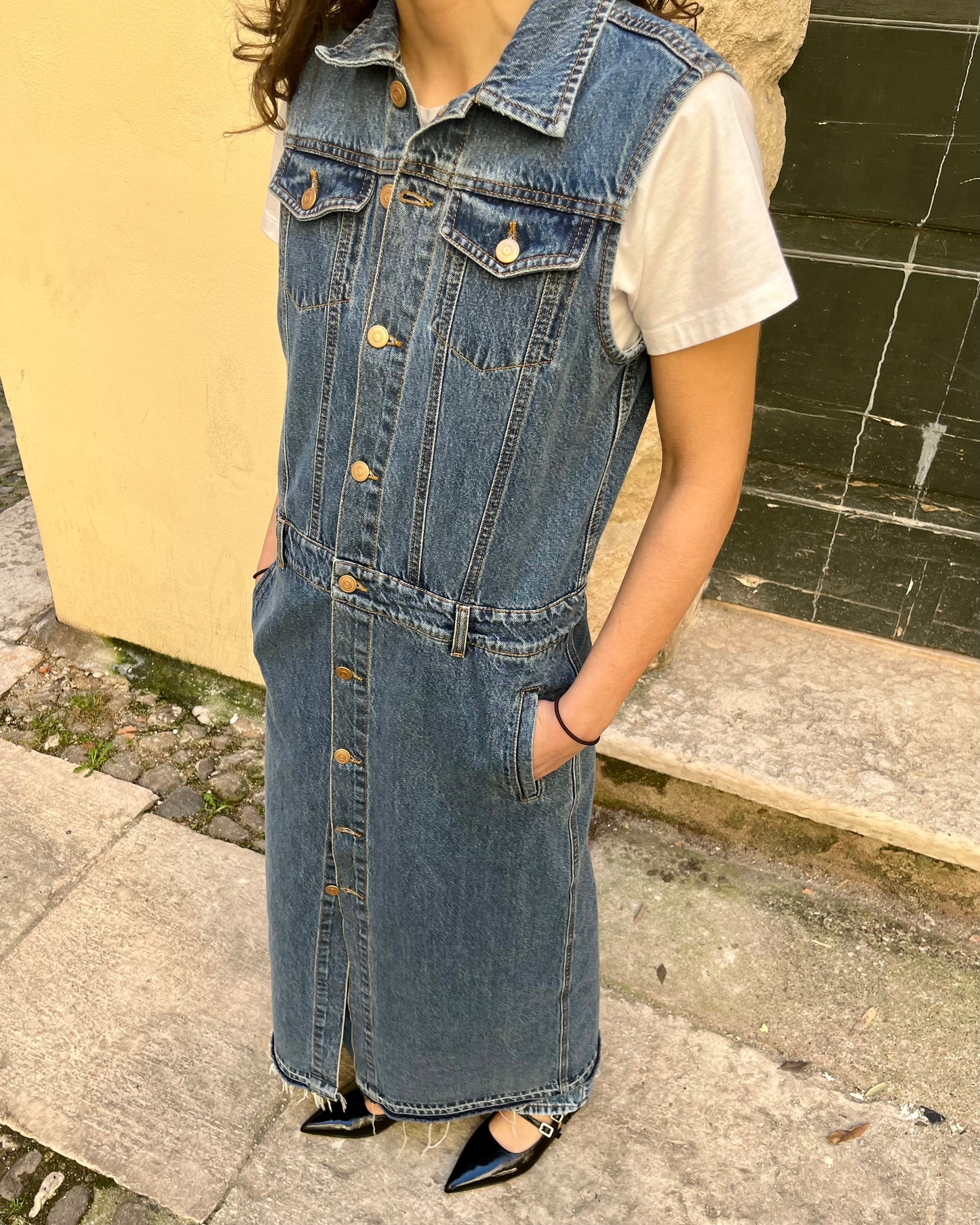 Vestito gilet in denim