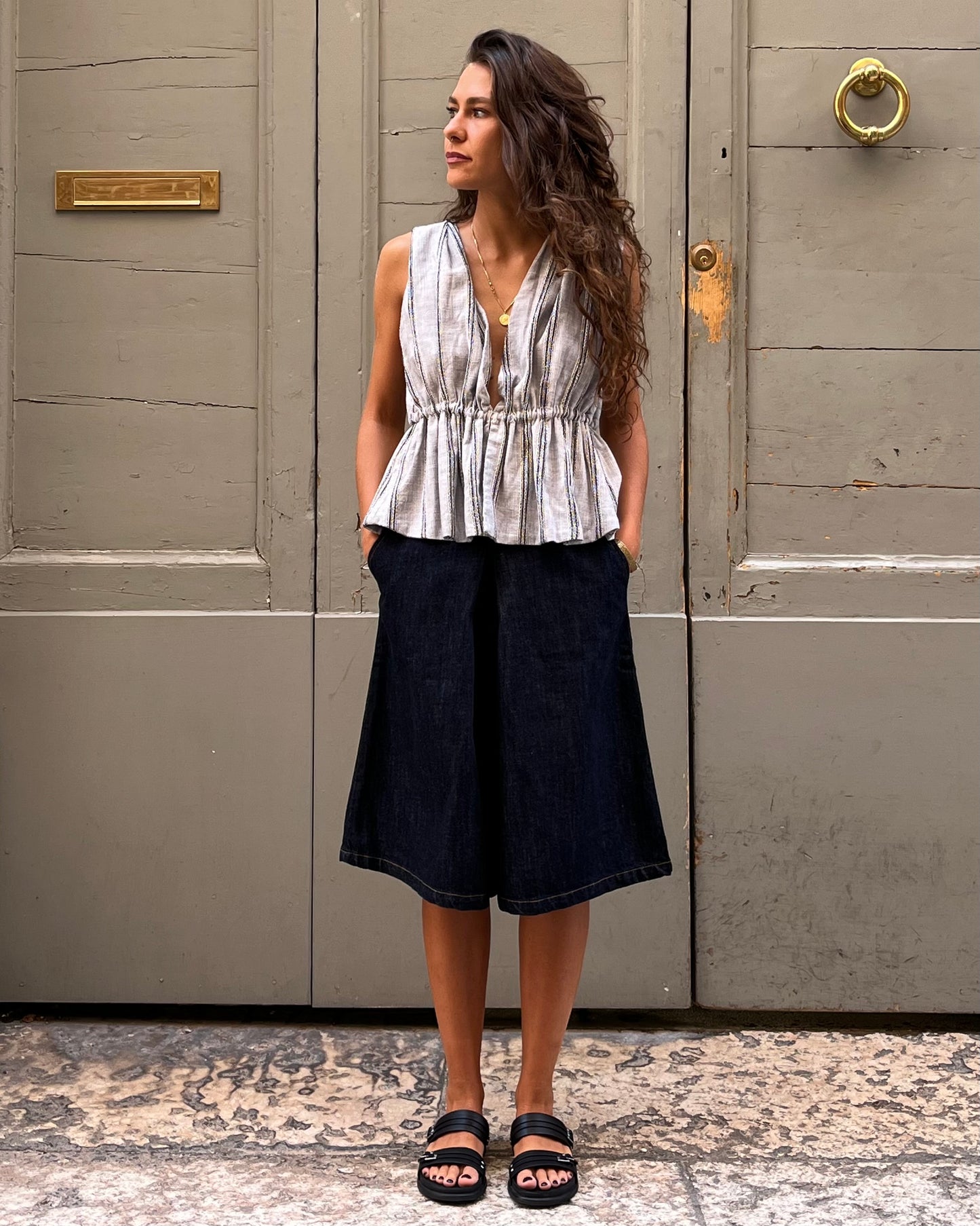 Gonna pantalone denim raw blue