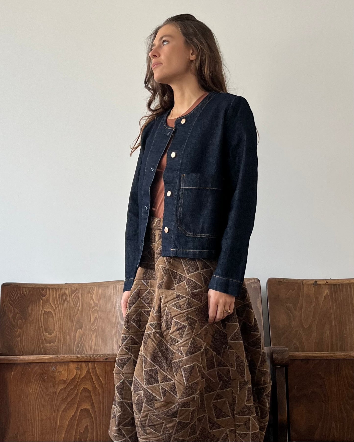 Giubbino in denim raw blue