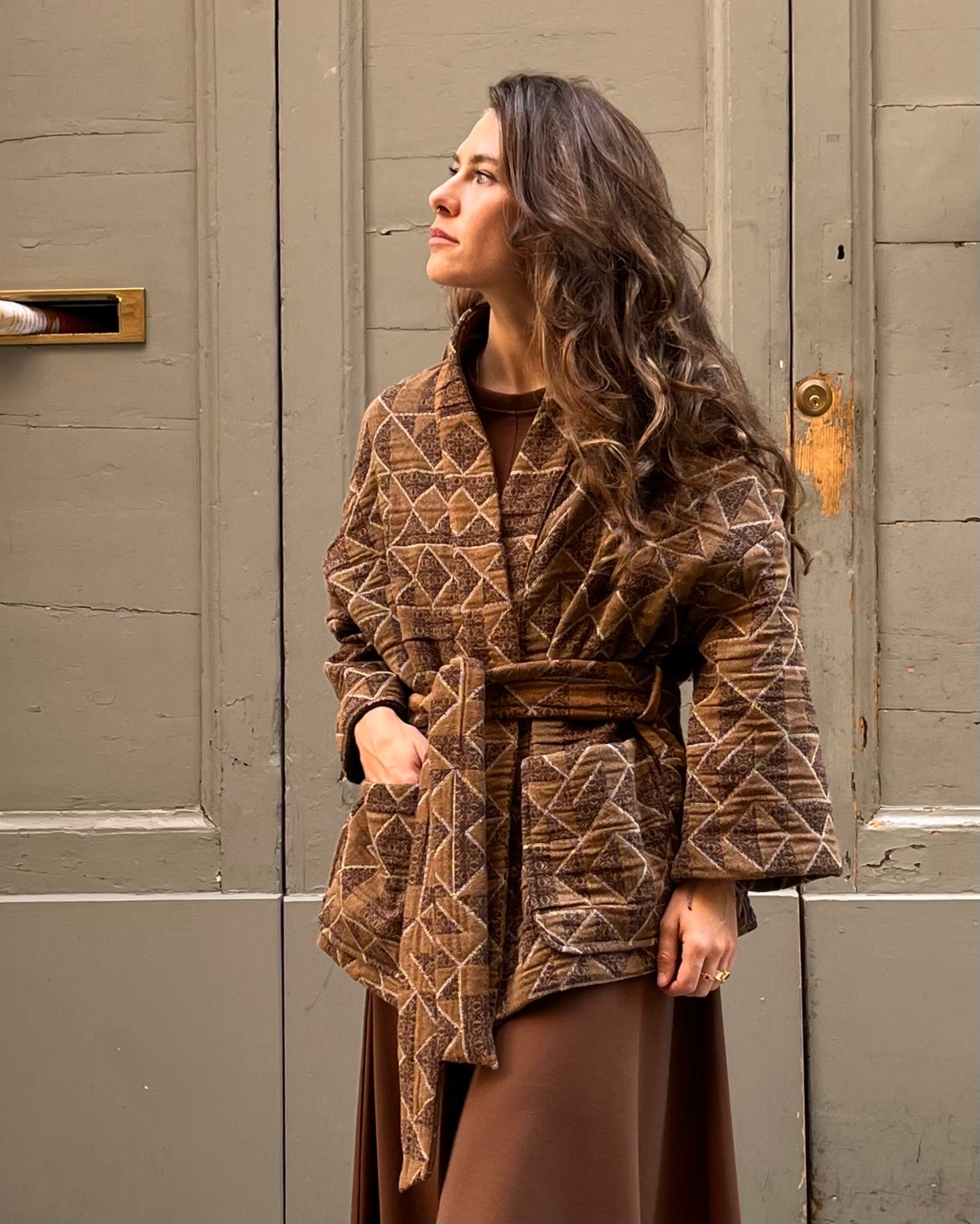 Kimono con cintura jacquard