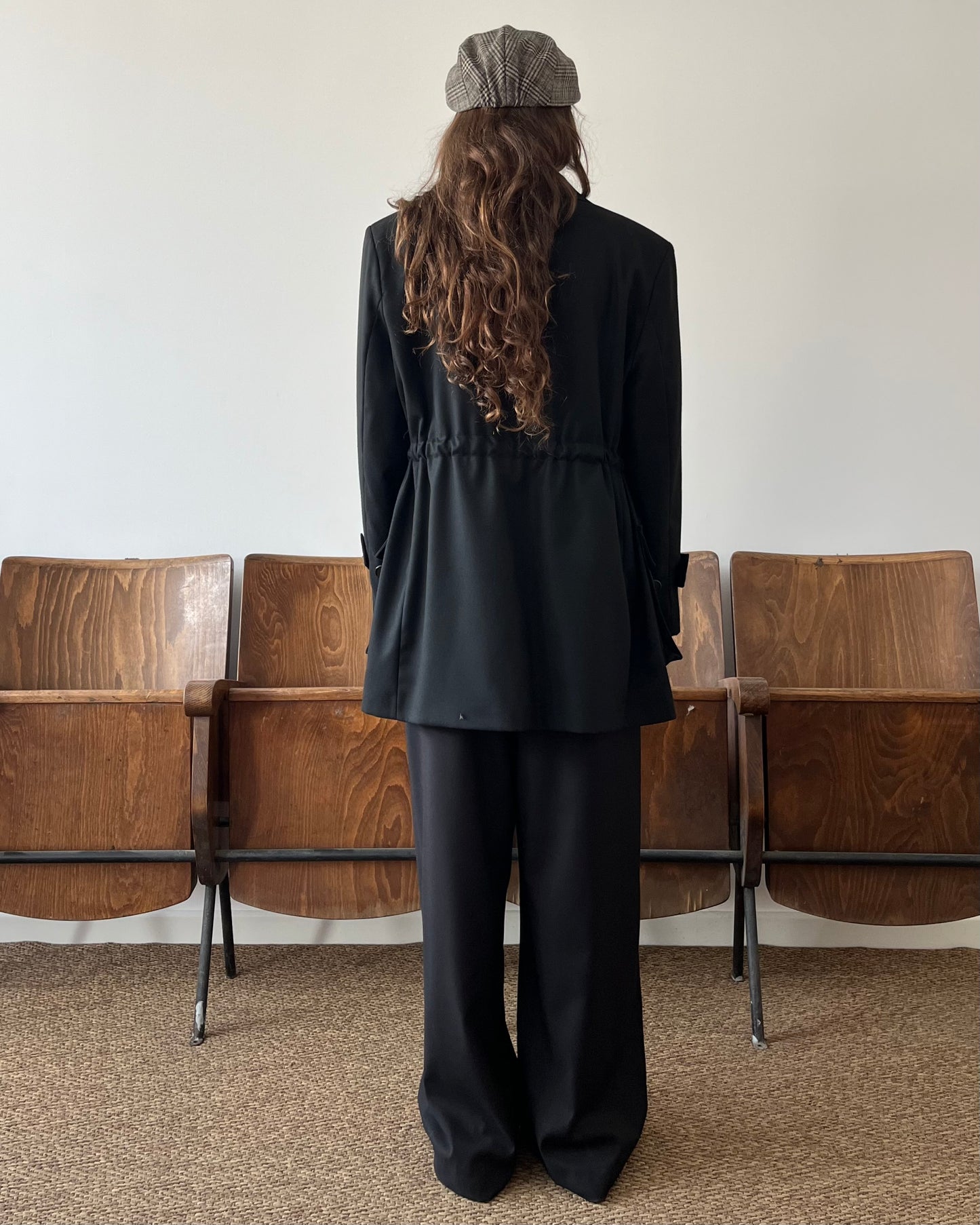 Blazer con coulisse nero