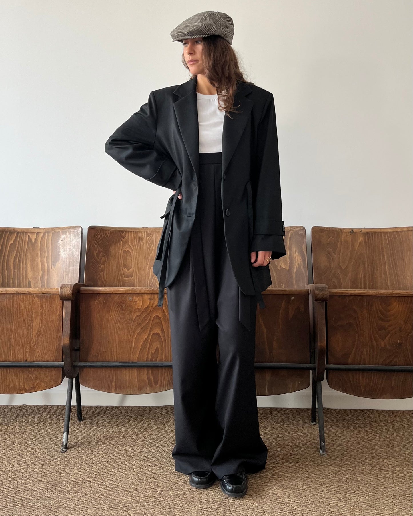 Blazer con coulisse nero