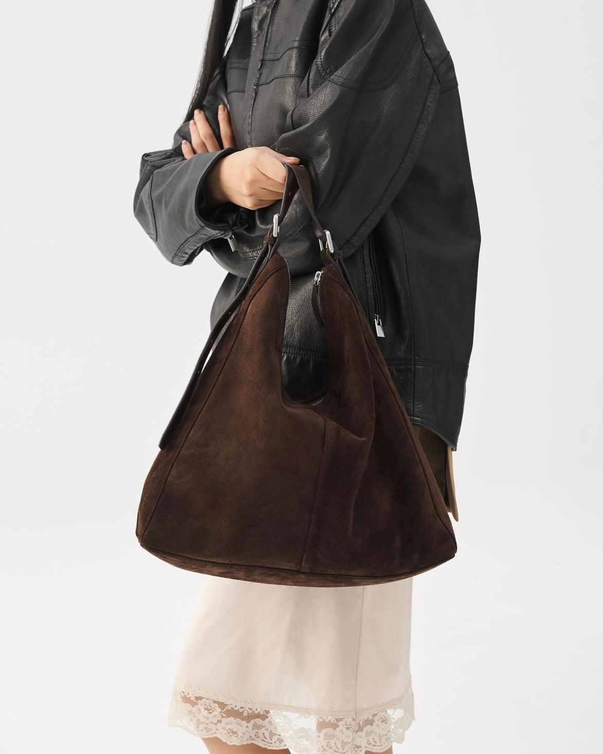 Borsa tote in camoscio