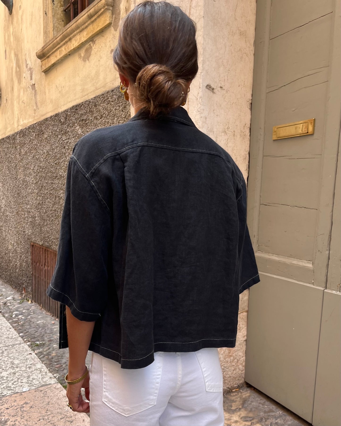 Camicia crop nera