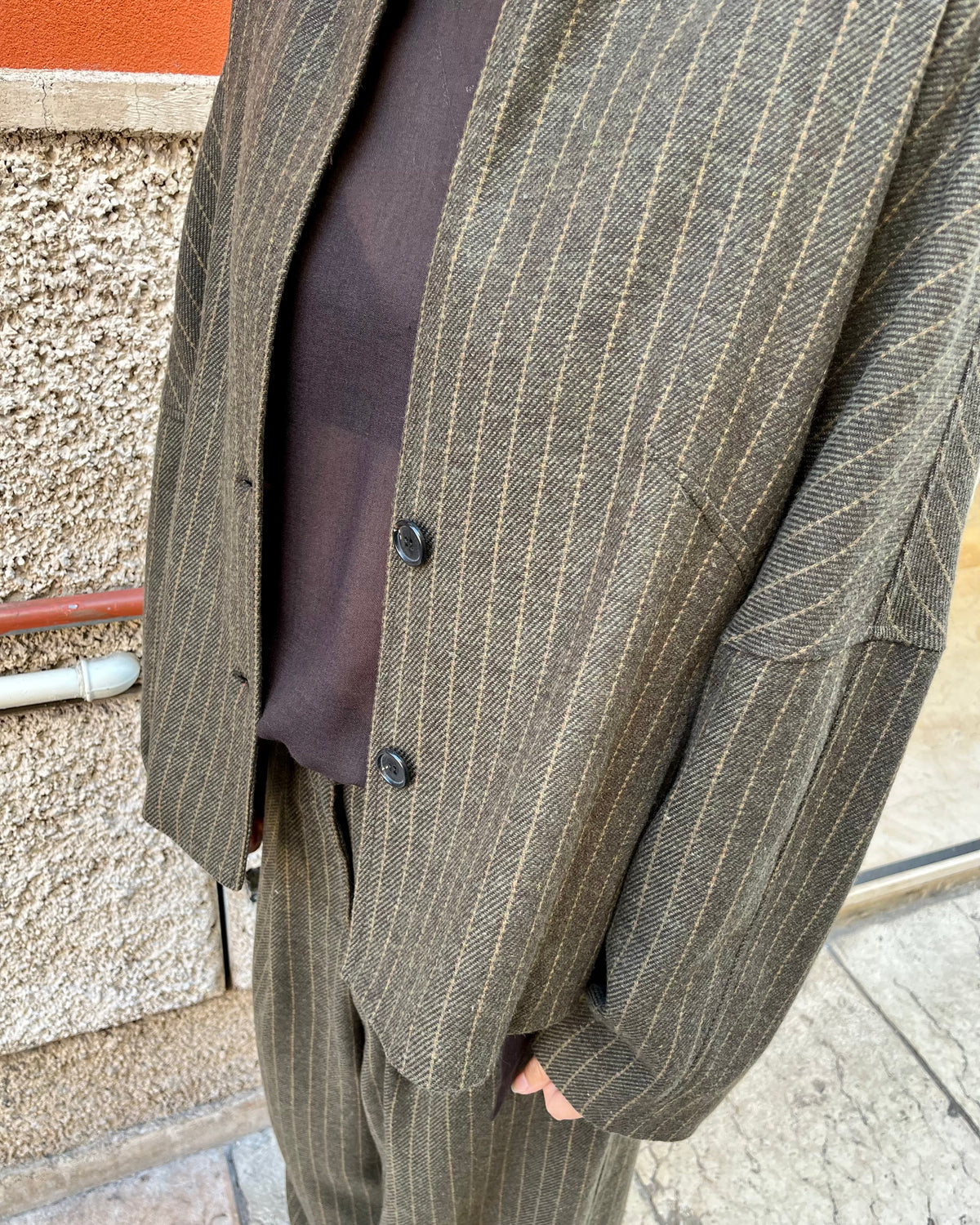 Giacca in gessato verdone