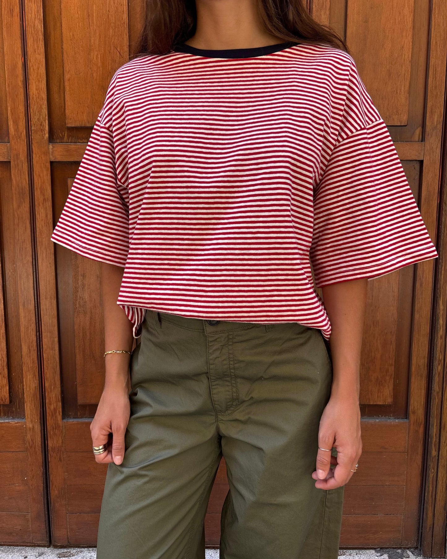 T-shirt JP a righe rosse e bianche