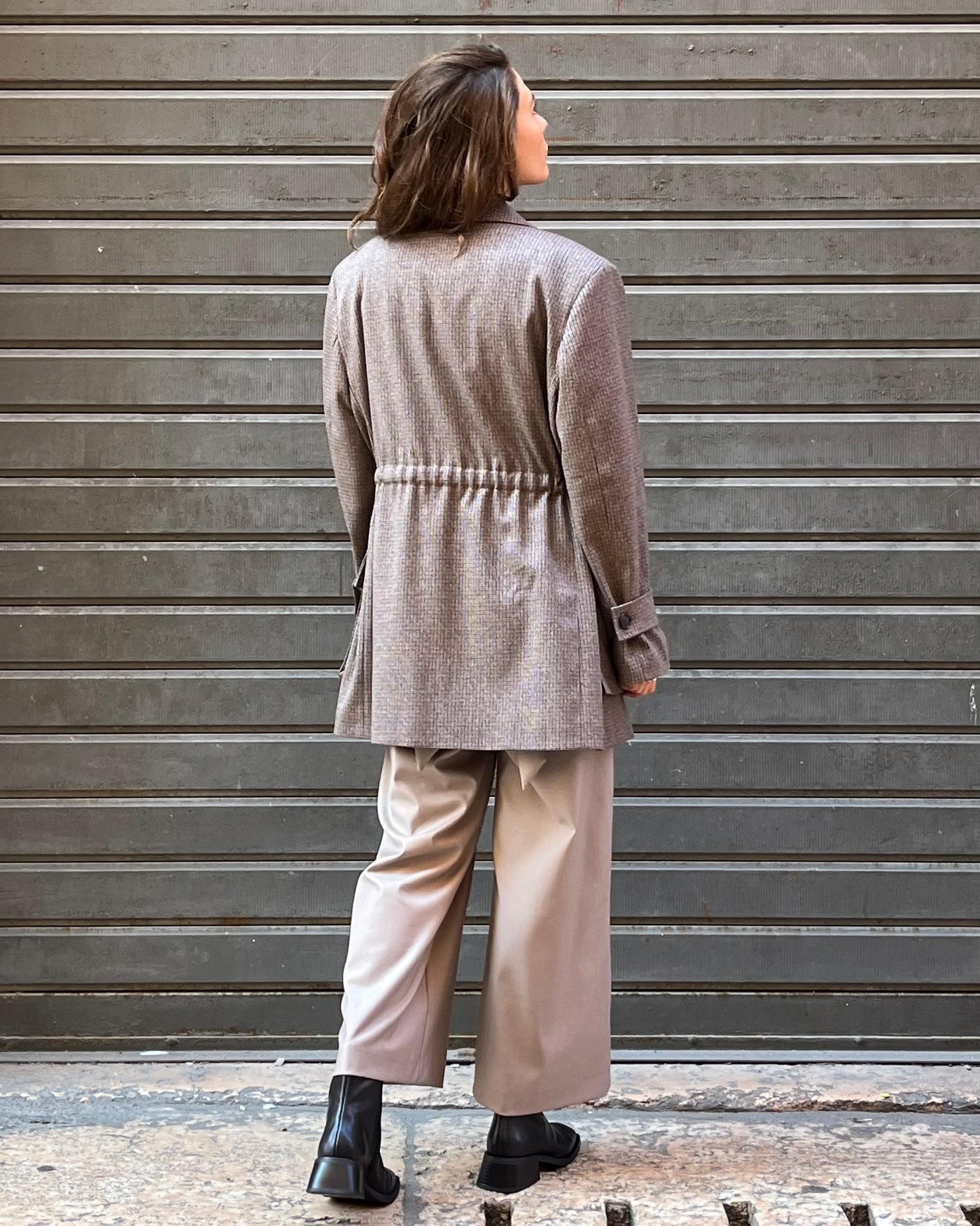 Blazer con coulisse micro-check