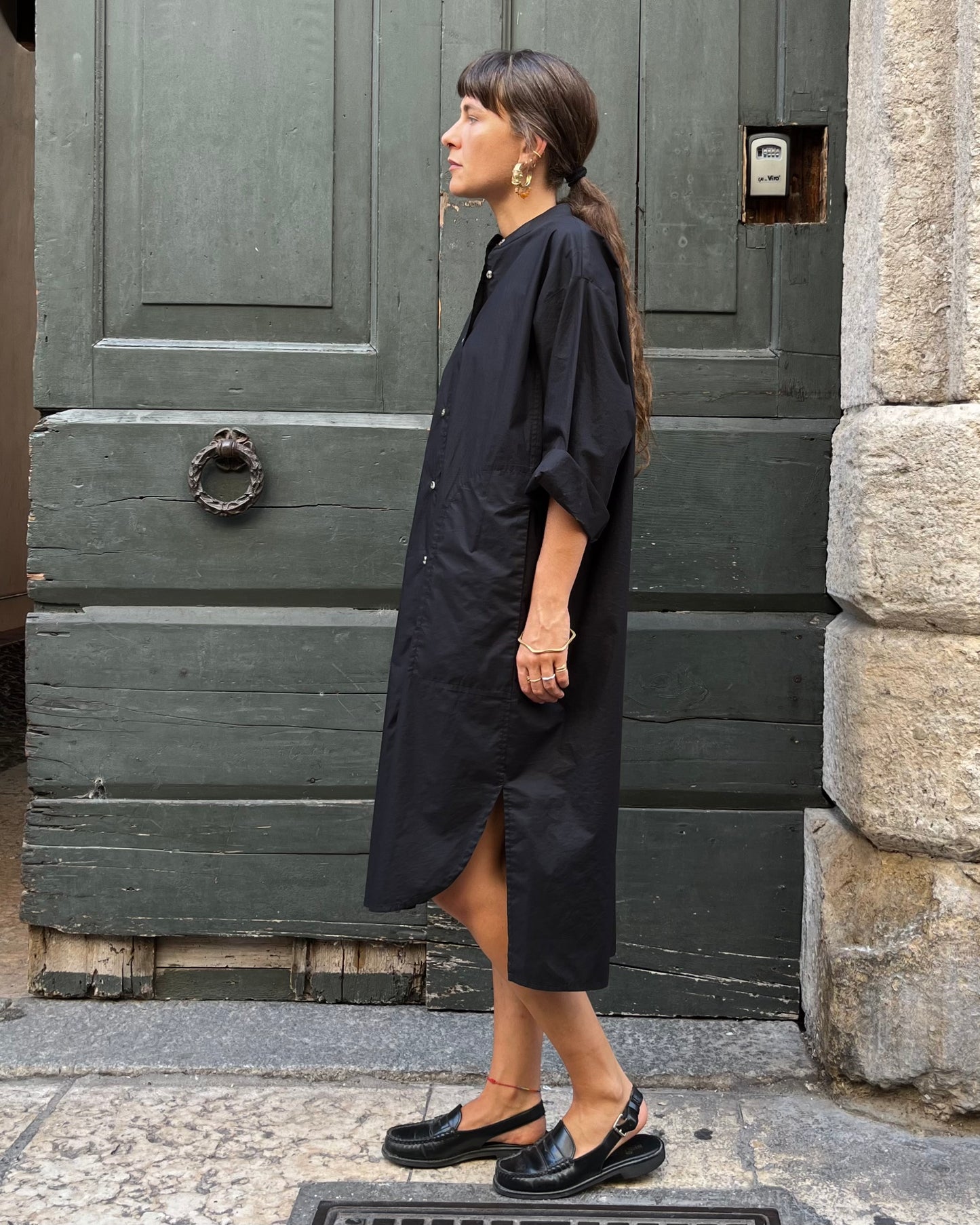 Chemisier in cotone nero