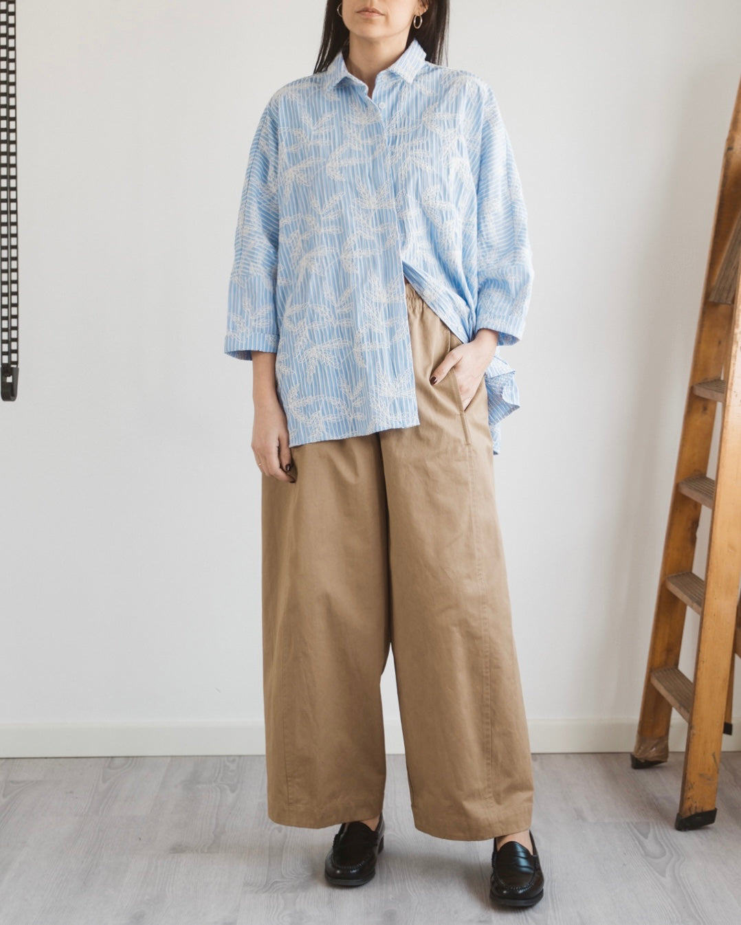 Camicia over flower stripe