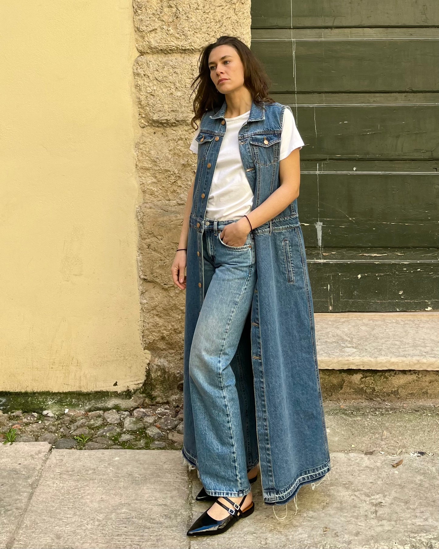 Vestito gilet in denim