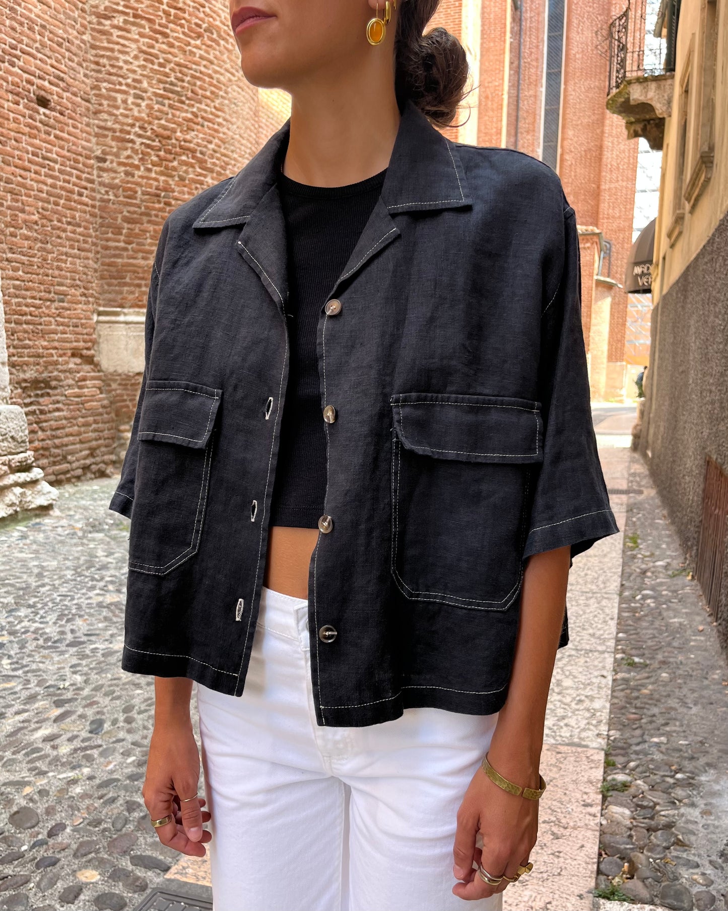 Camicia crop nera