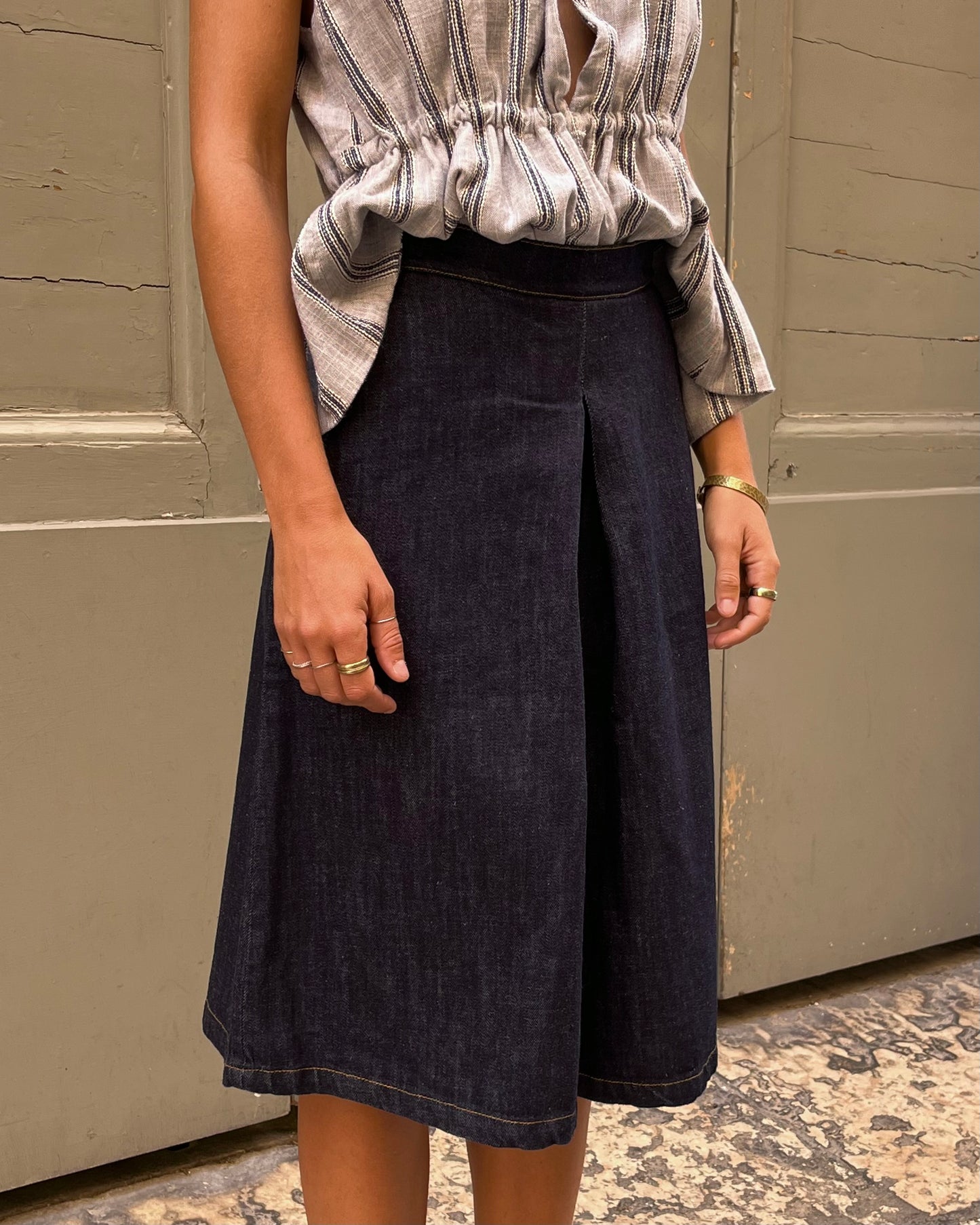 Gonna pantalone denim raw blue
