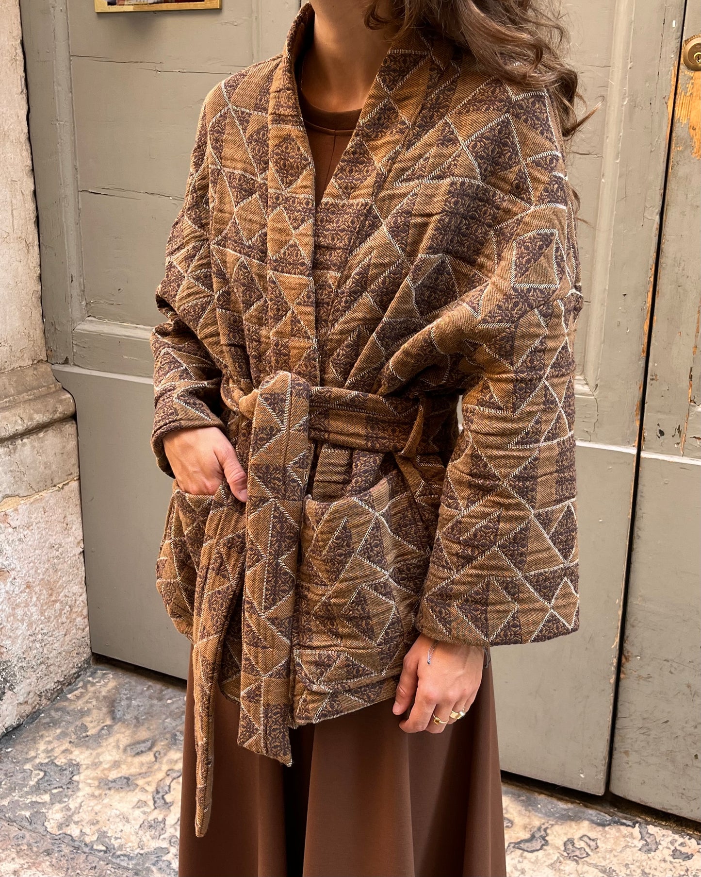 Kimono con cintura jacquard