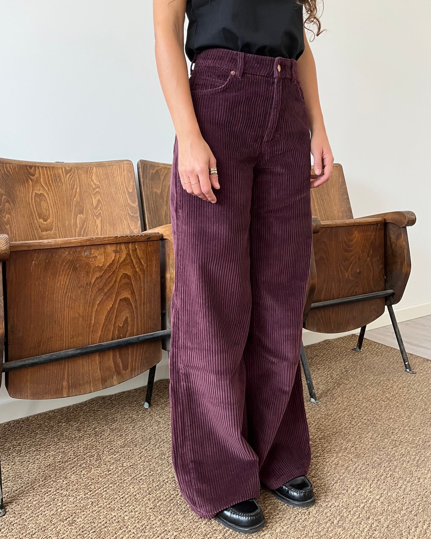 Pantaloni Valentine in velluto bordeaux