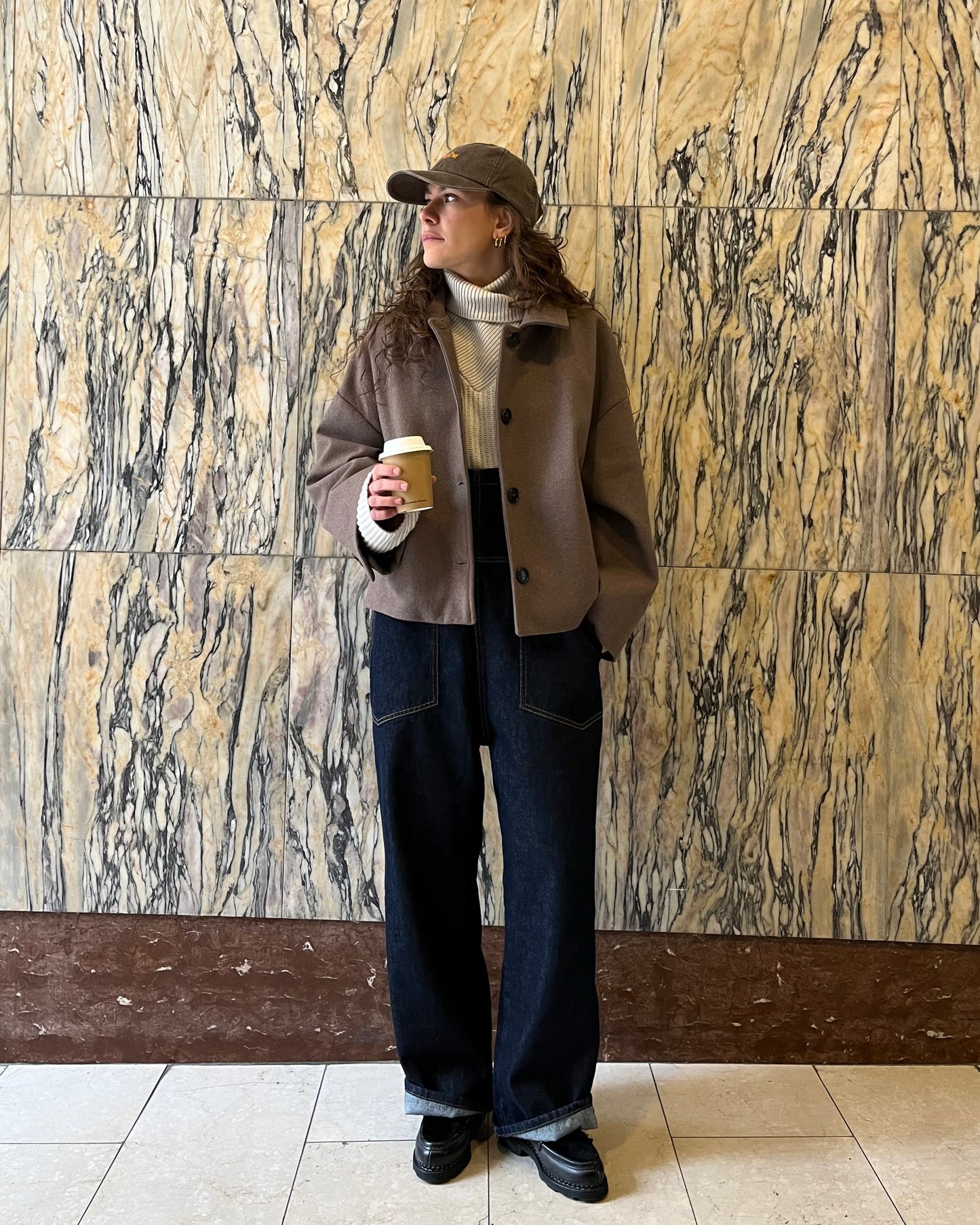 Cappotto corto tortora