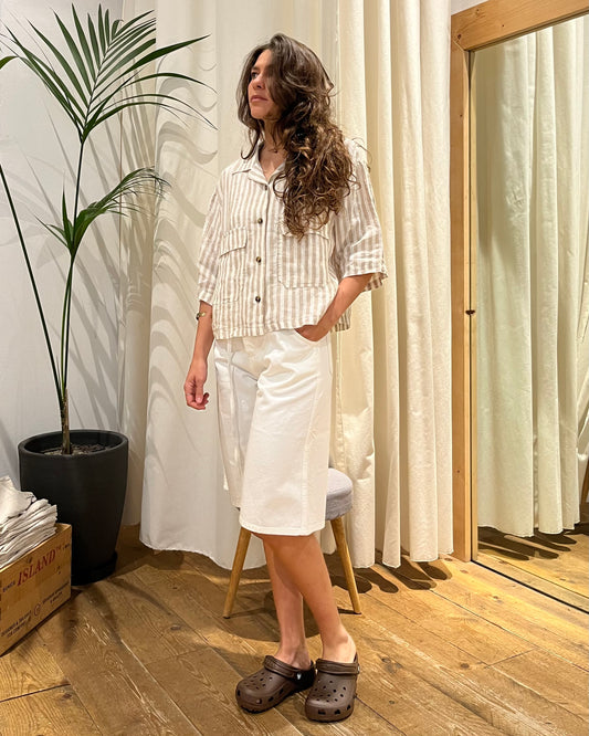 Camicia crop a righe