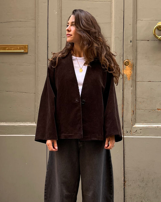 Kimono velluto marrone