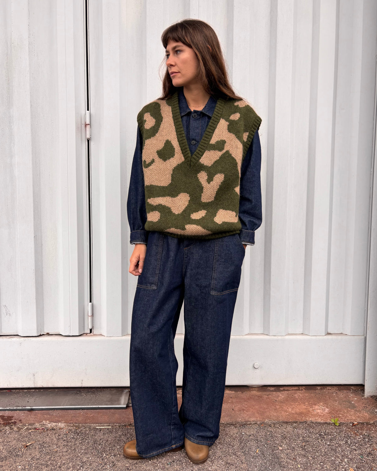 Gilet jacquard verdone