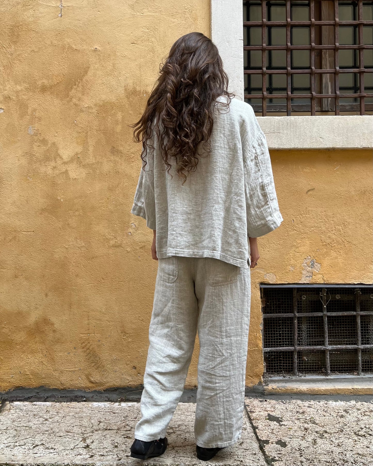 Work jacket in lino naturale