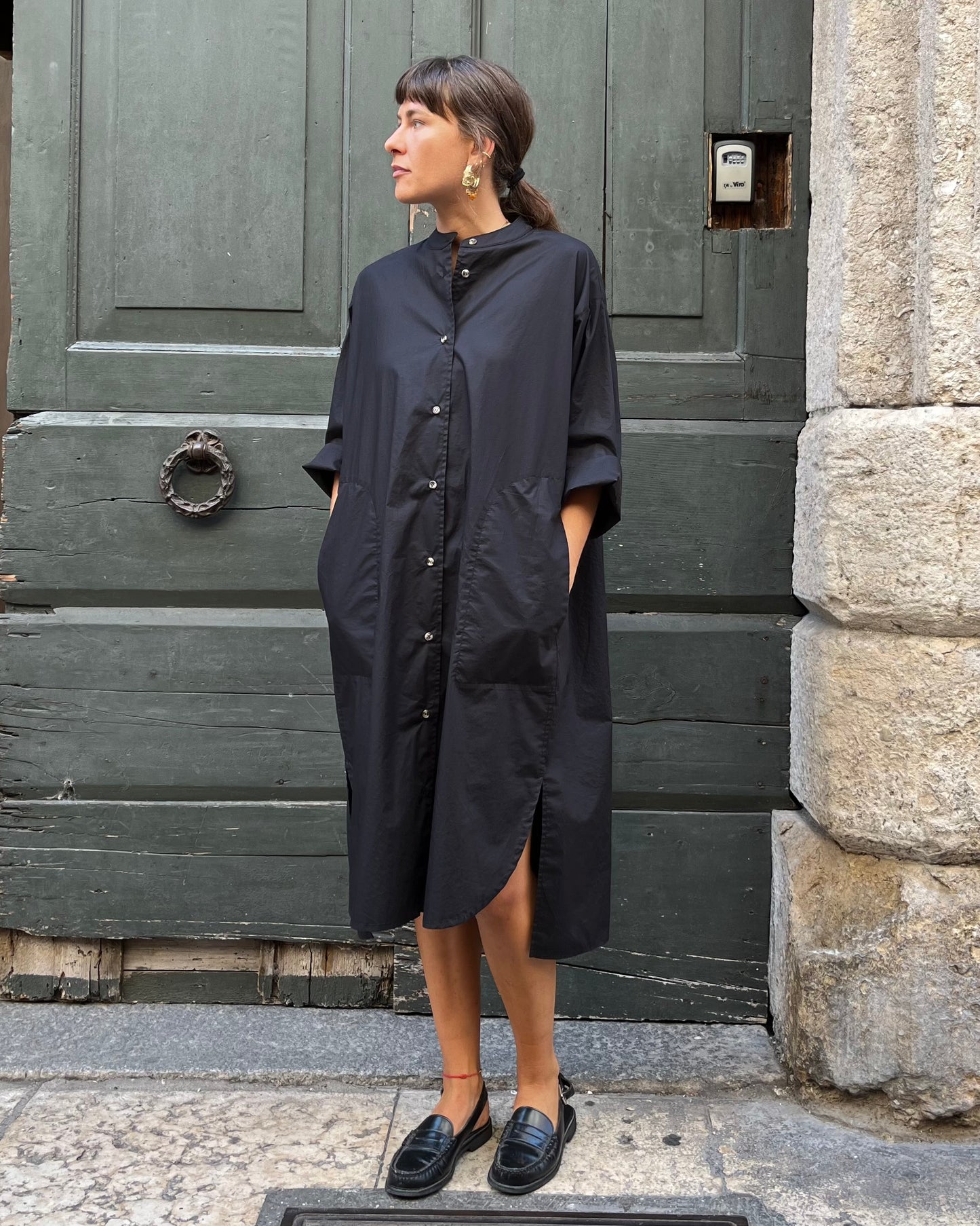 Chemisier in cotone nero
