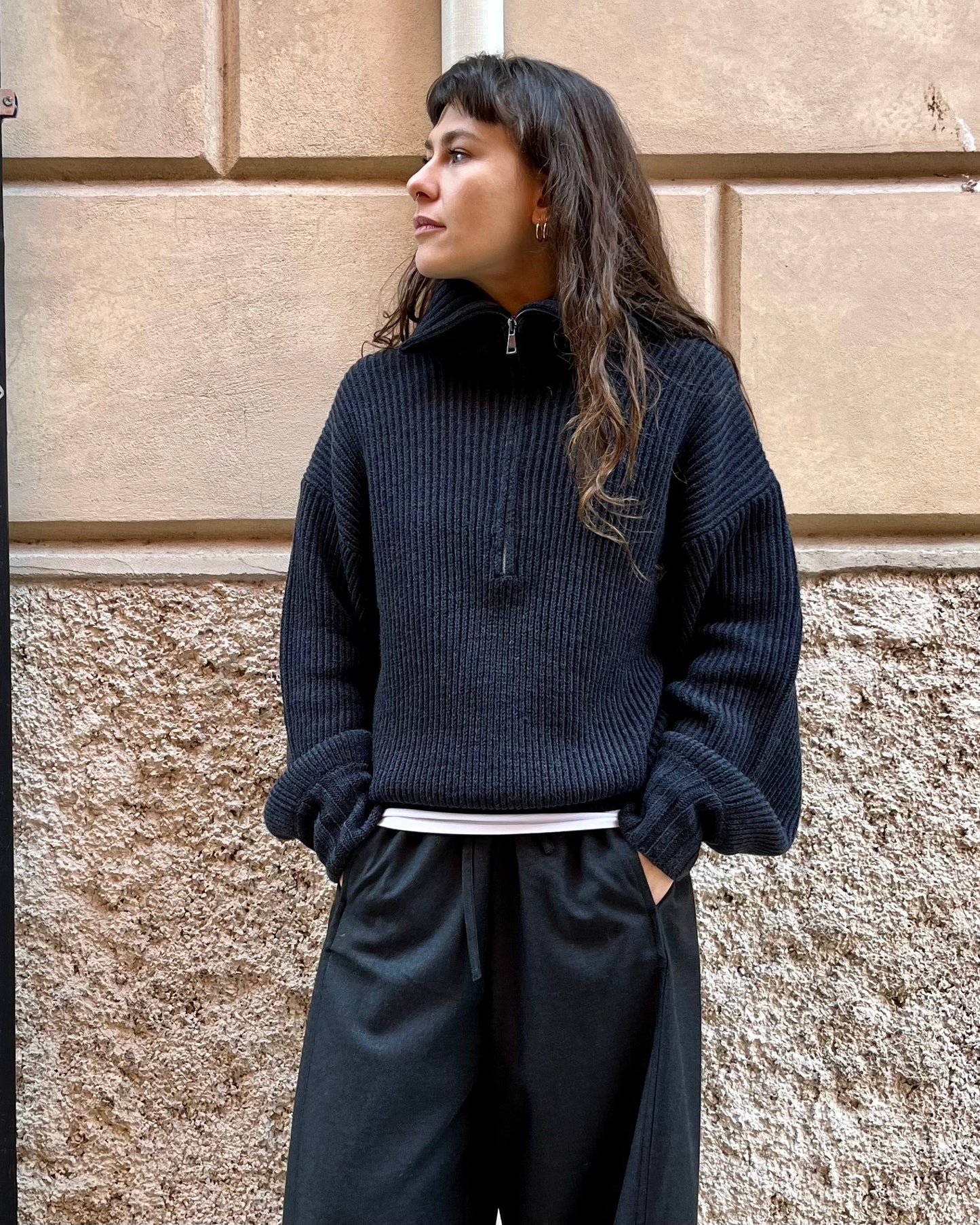 Maglione collo a zip