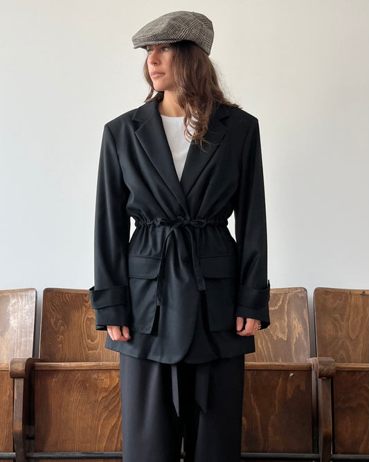 Blazer con coulisse nero