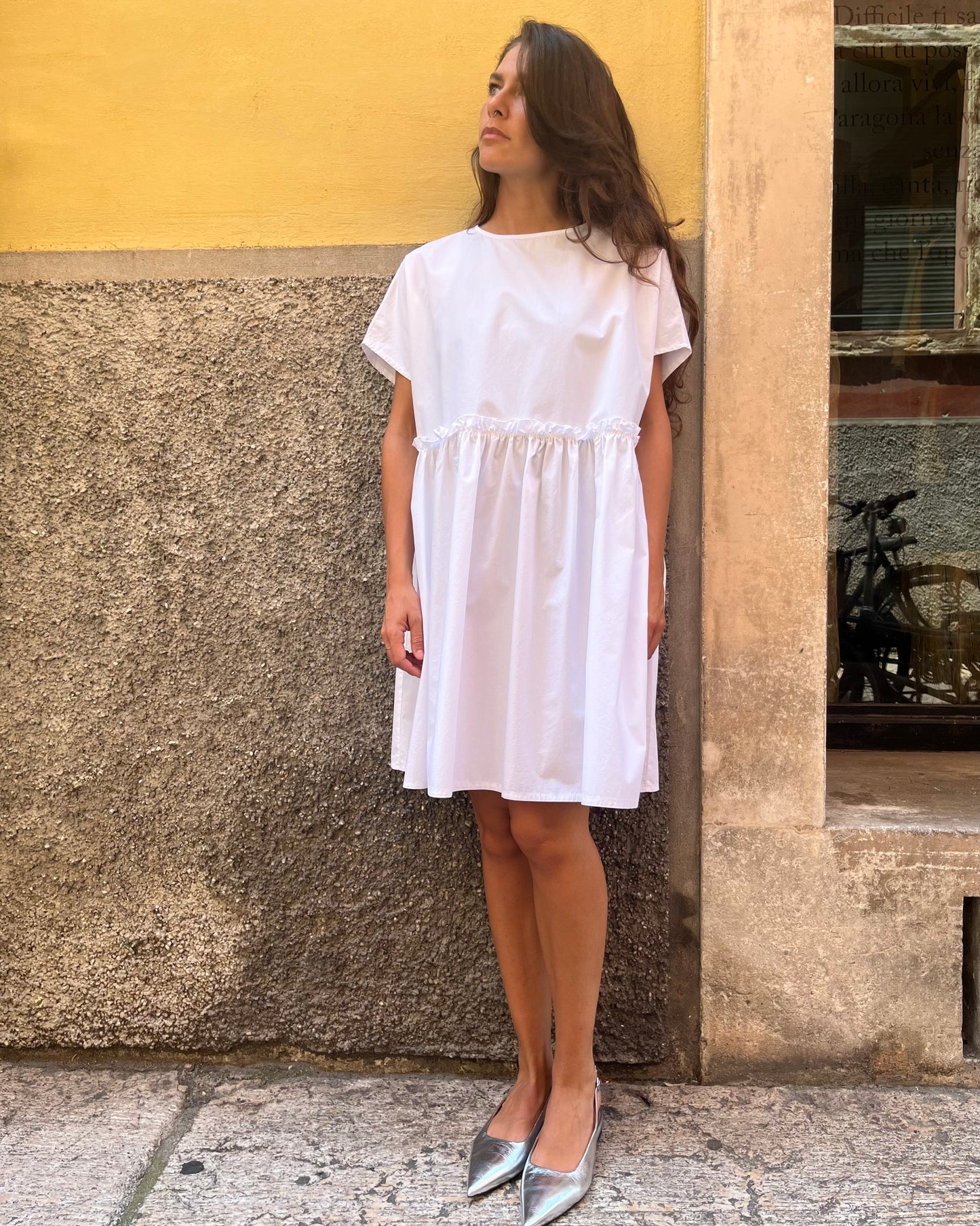 Vestito mini in cotone bianco