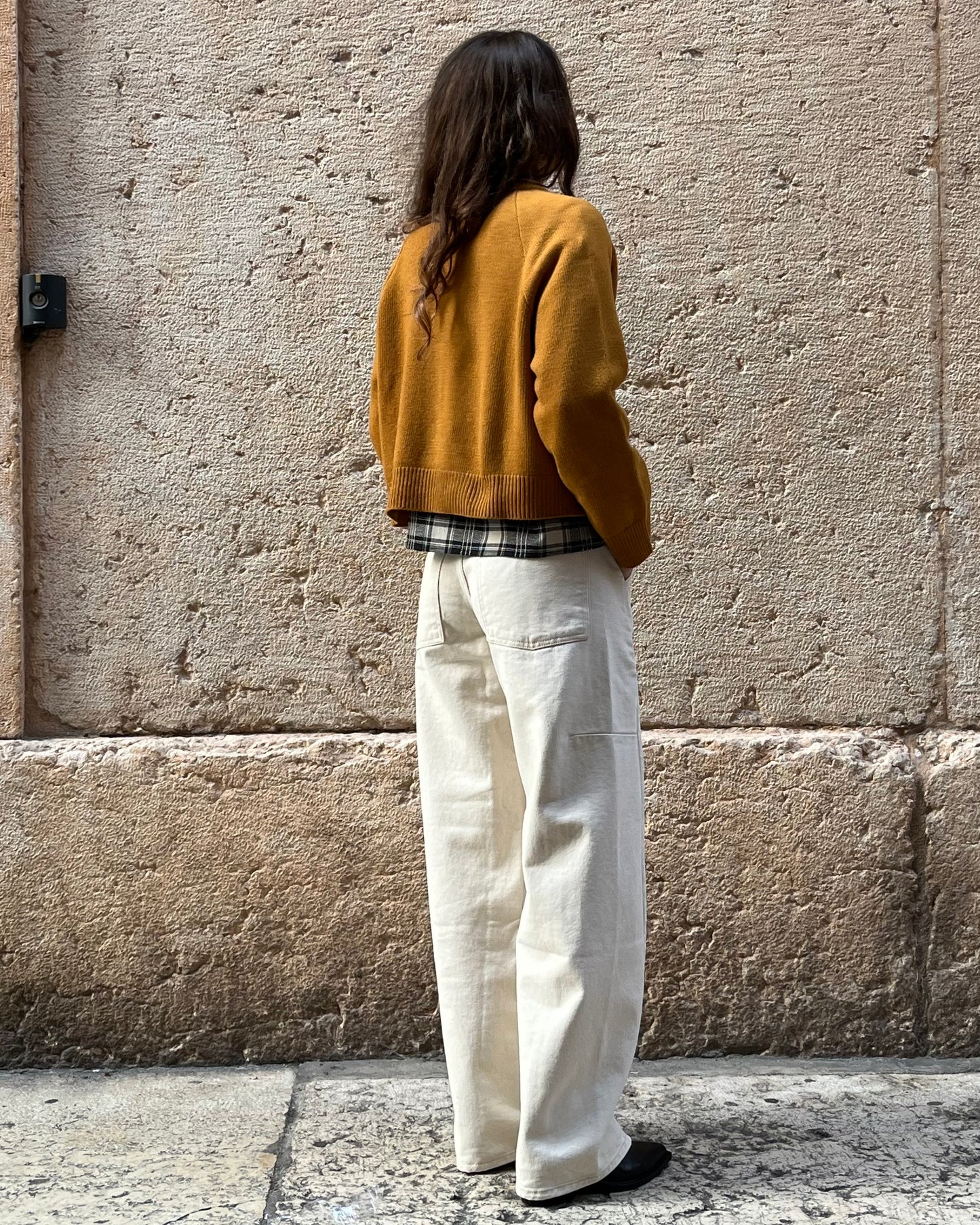 Cardigan in lana senape