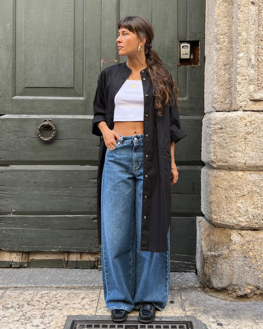 Chemisier in cotone nero