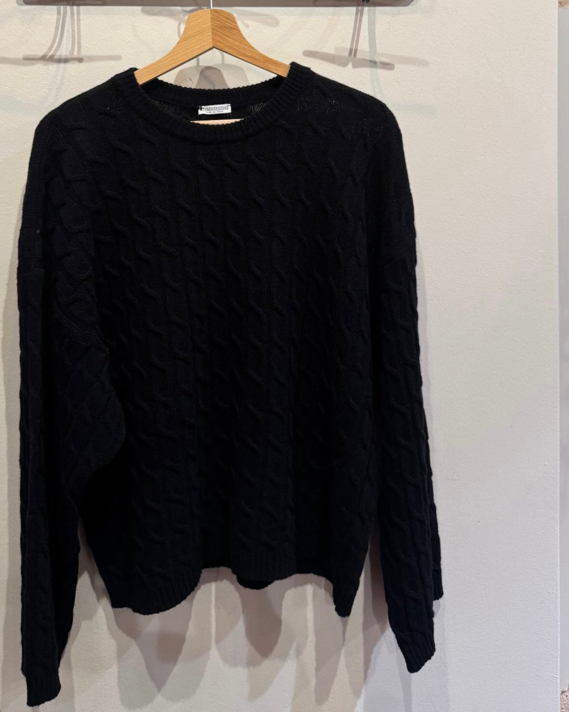 Maglione a trecce nero