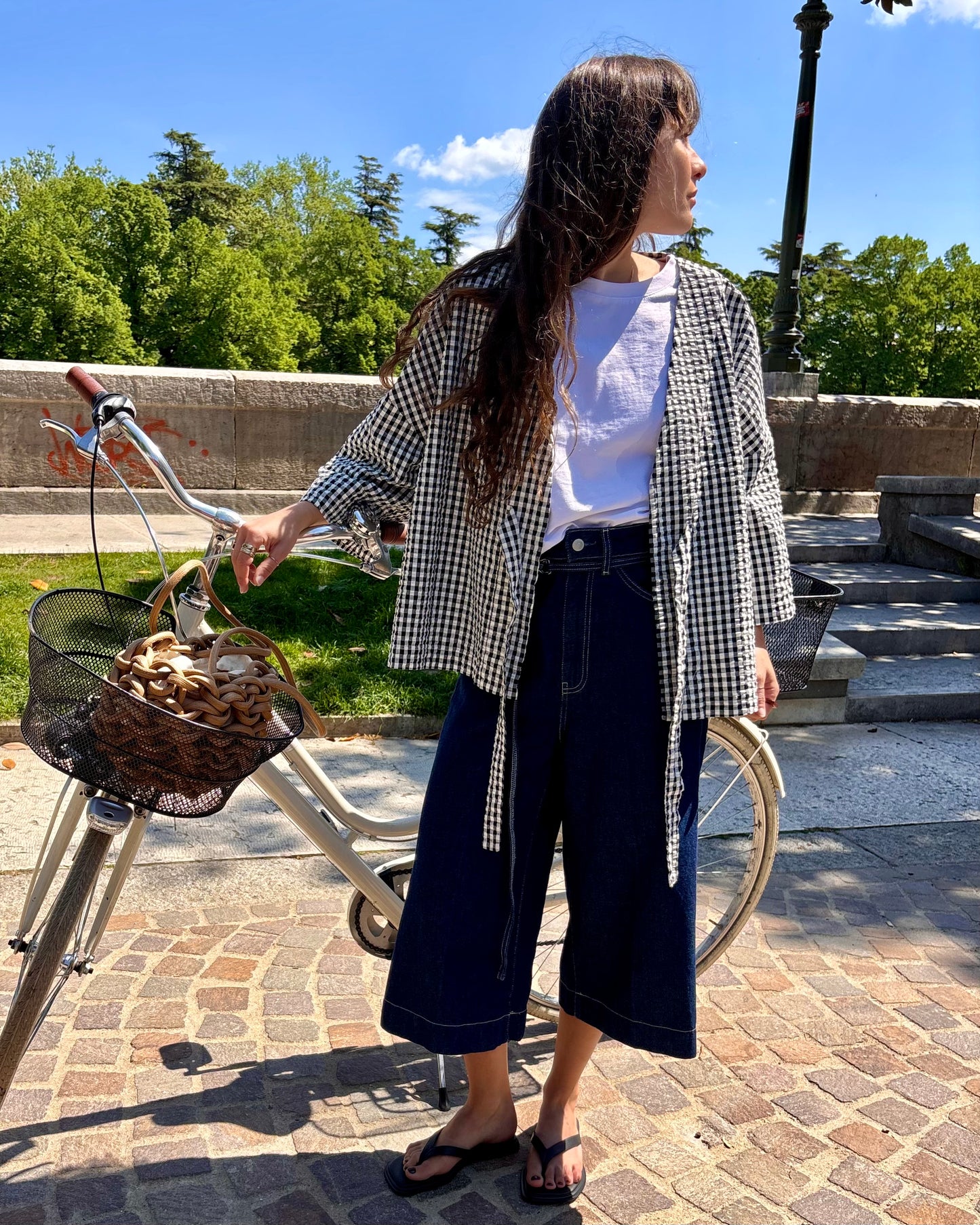 Kimono vichy nero e bianco