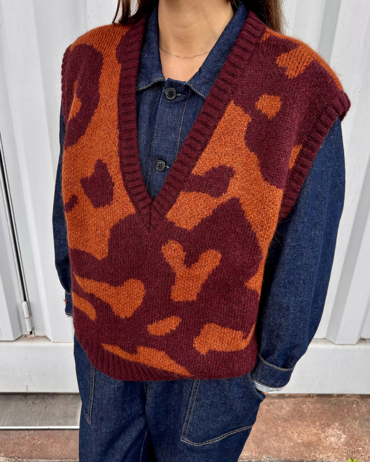 Gilet jacquard bordeaux