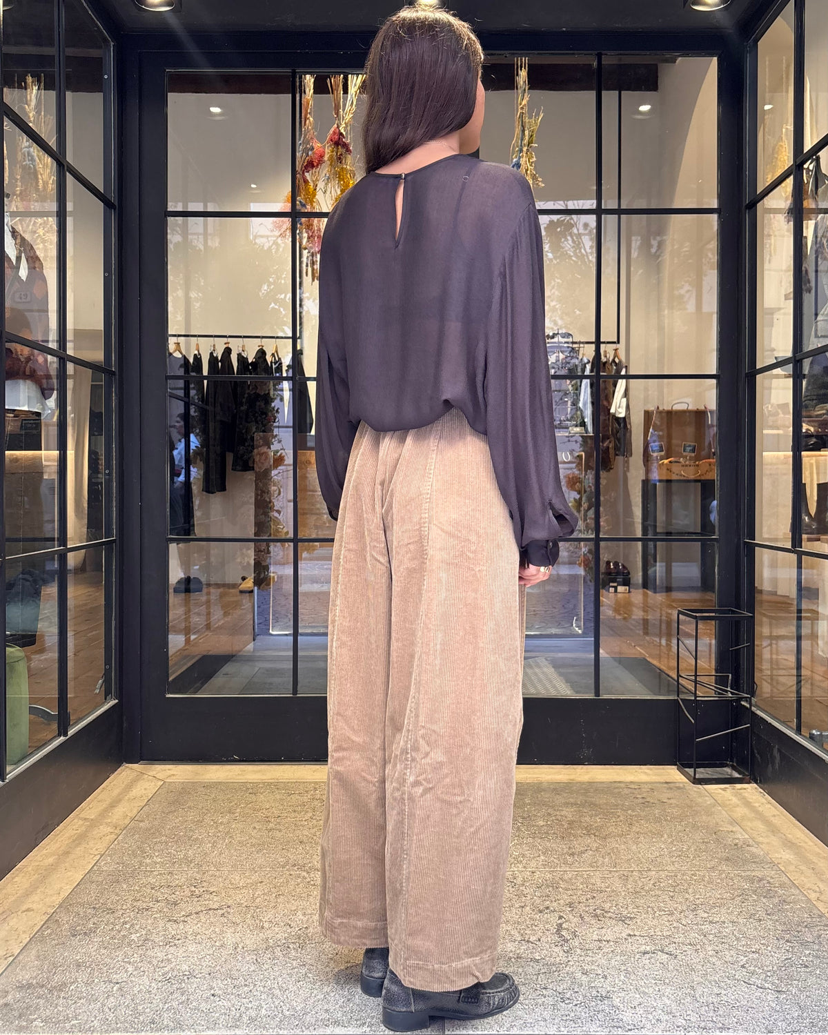Blusa con fusciacche marrone