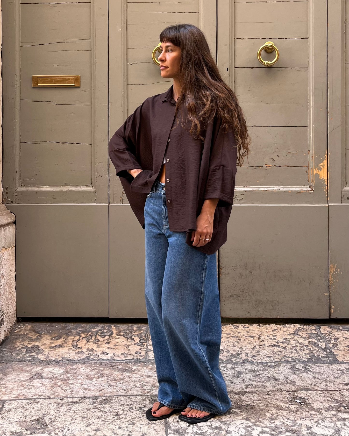 Camicia over marrone