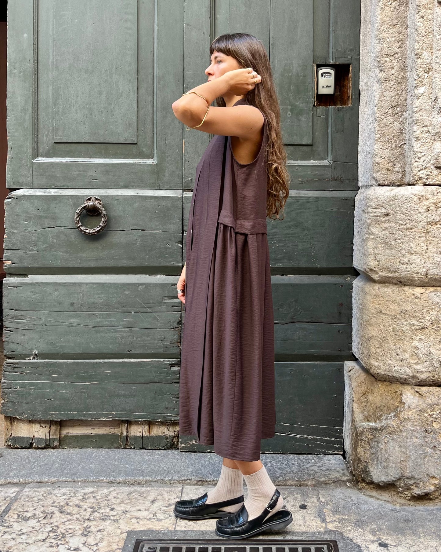 Vestito chemisier smanicato marrone