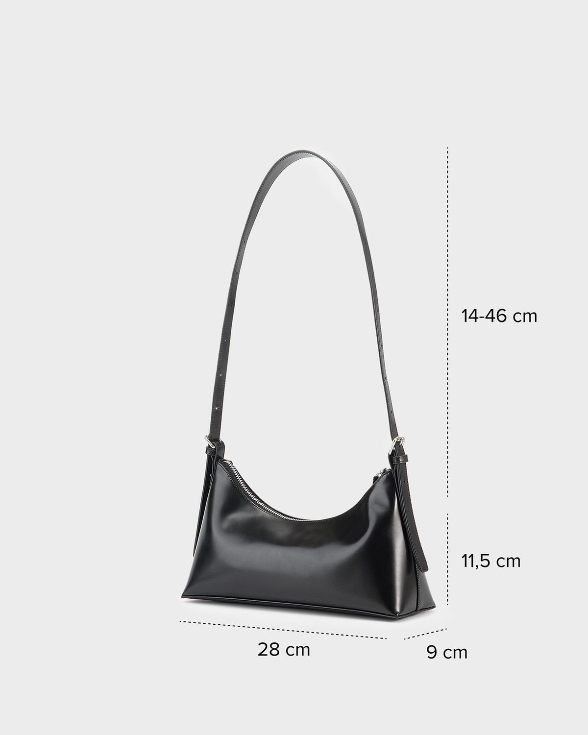 Borsa baguette in pelle nera