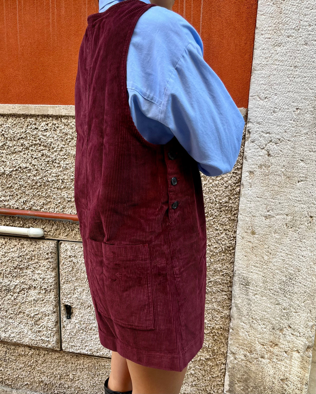 Vestito corto Tanki in velluto bordeaux