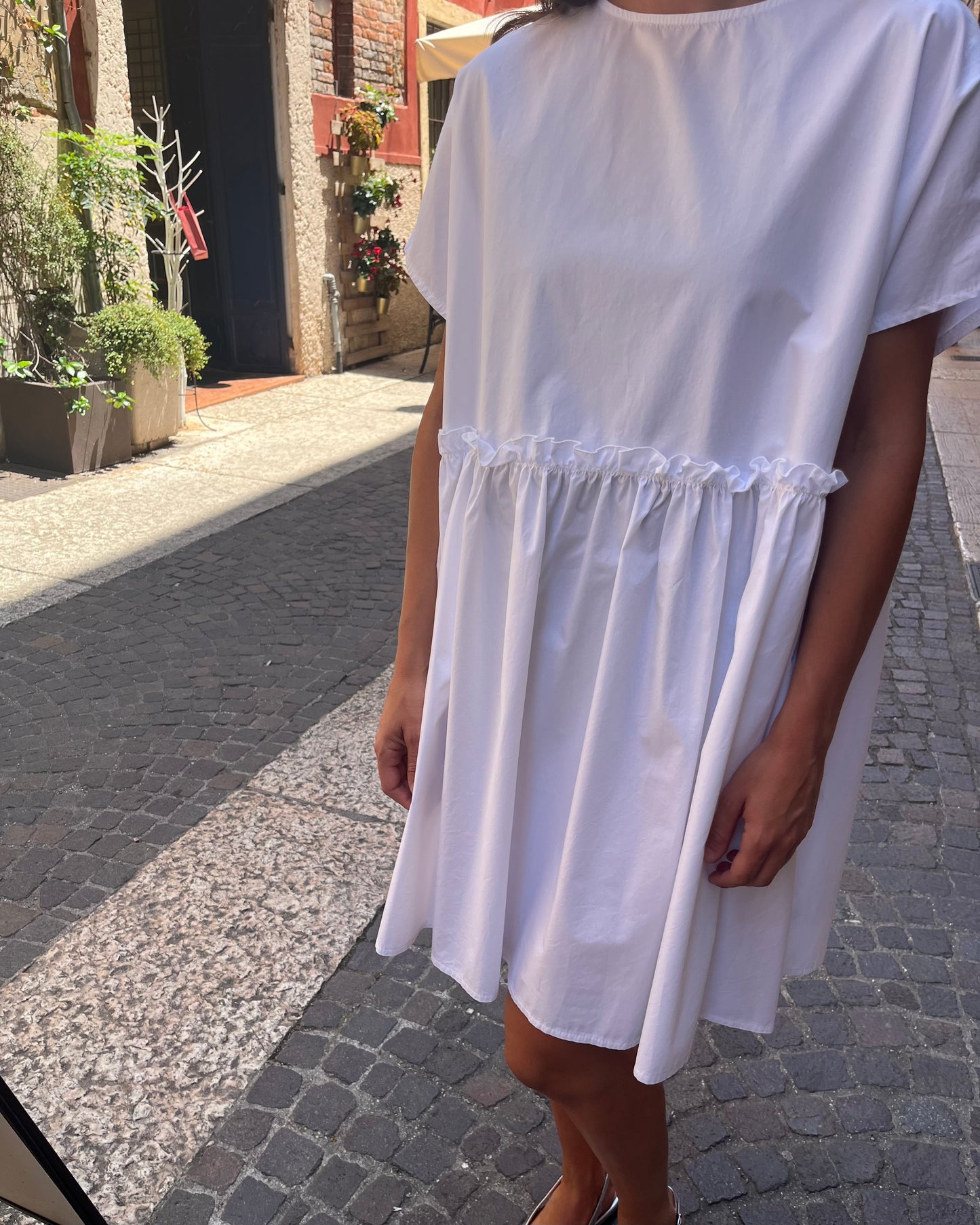 Vestito mini in cotone bianco