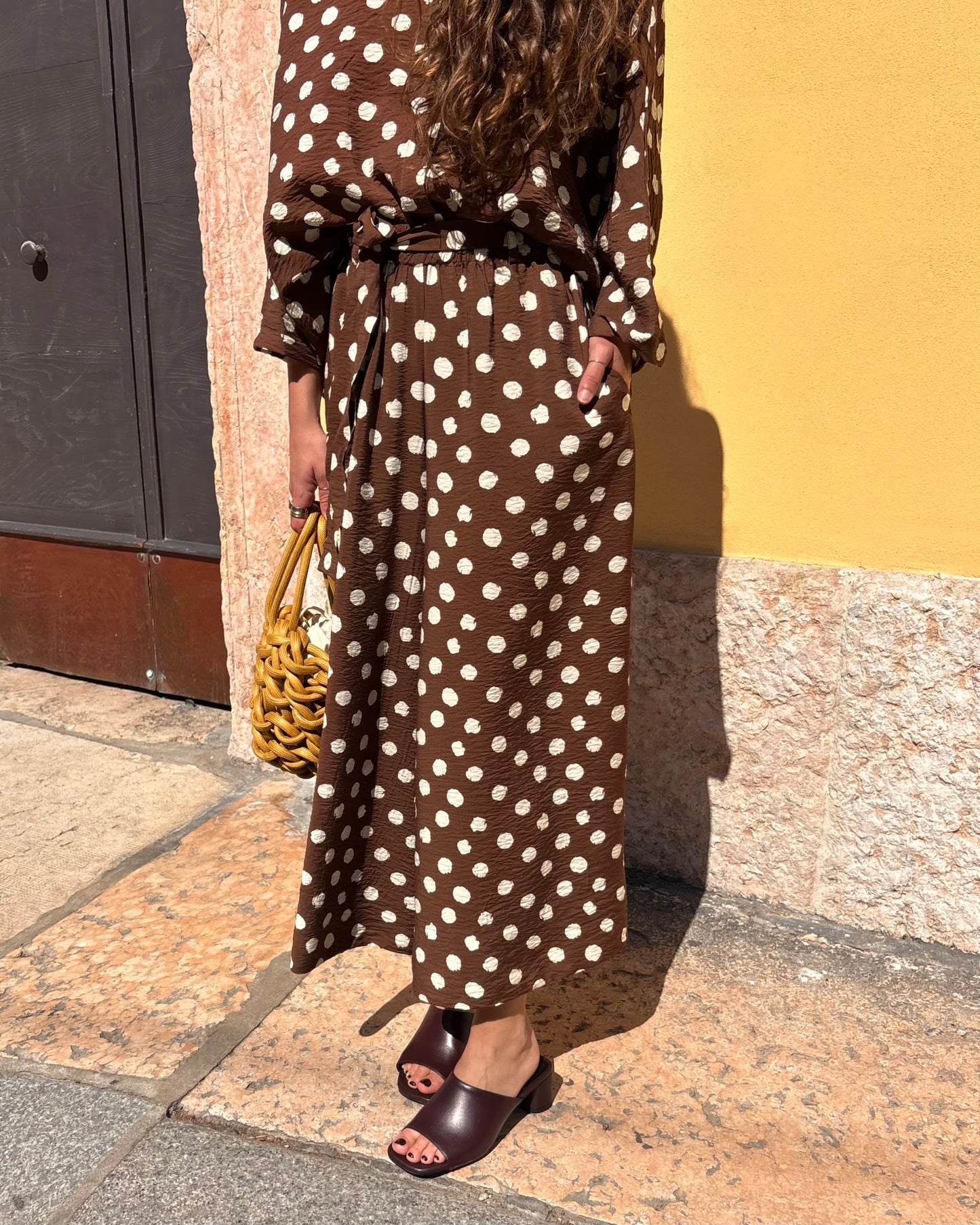 Pantaloni culotte pois