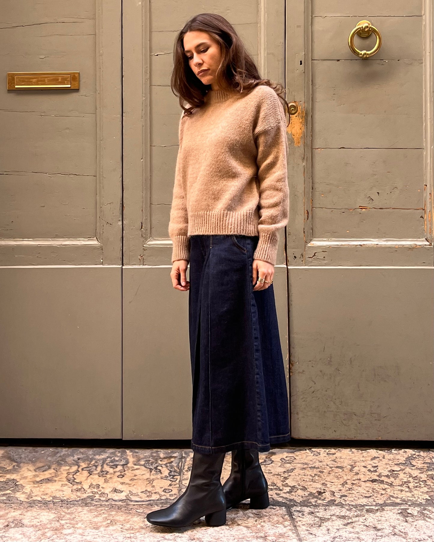 Maglione mohair cammello