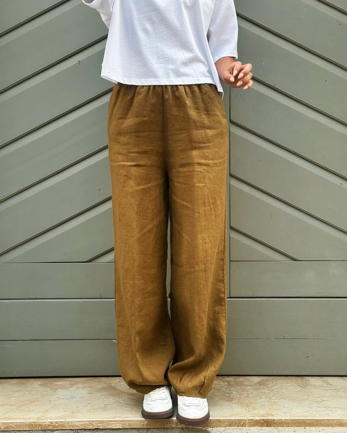 Pantaloni lunghi in lino nero