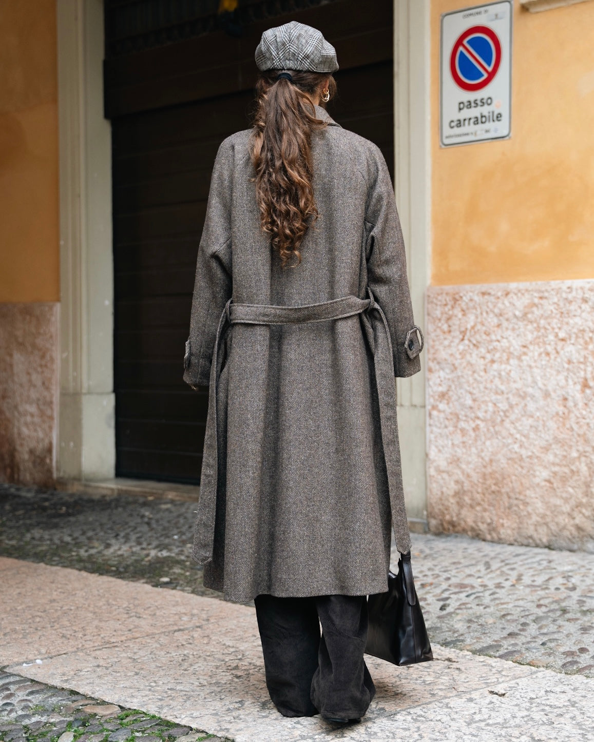 Cappotto lungo oversize spigato